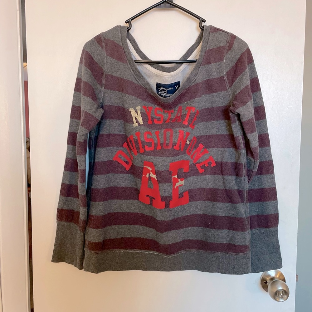 American Eagle Outfitters Stripes Logo Sweater - Size M
